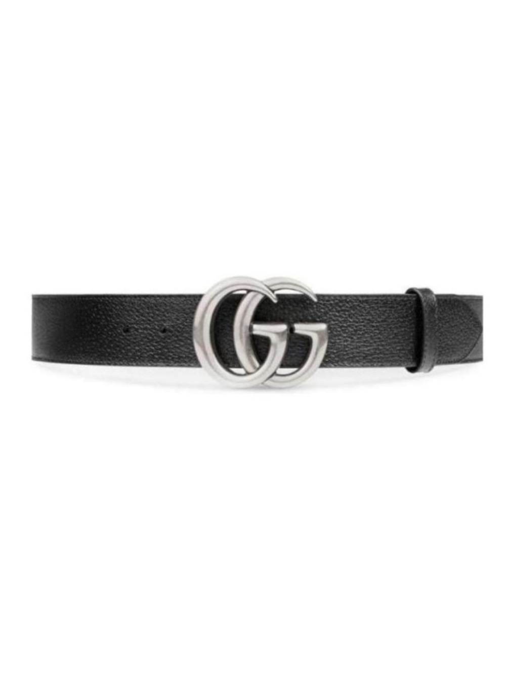 Gucci Black Leather Belt with Silver Double G Buckle